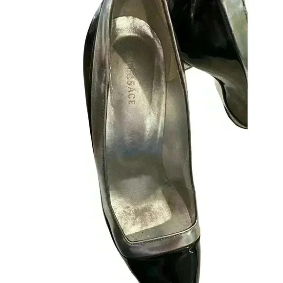 - Versace Platform Leather Pumps in Black and Silver, Size 37 1/2, Pre-Ow… - Picture 4 of 12